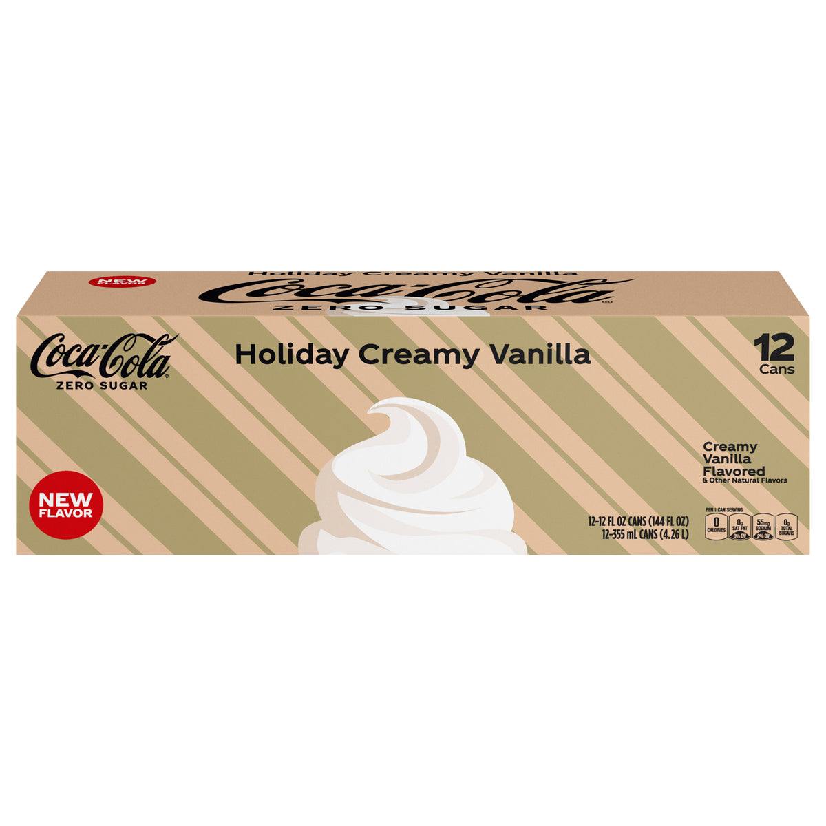 Coca-Cola Zero Sugar Holiday Creamy Vanilla Fridge Pack Cans, 12 fl oz, 12 Pack