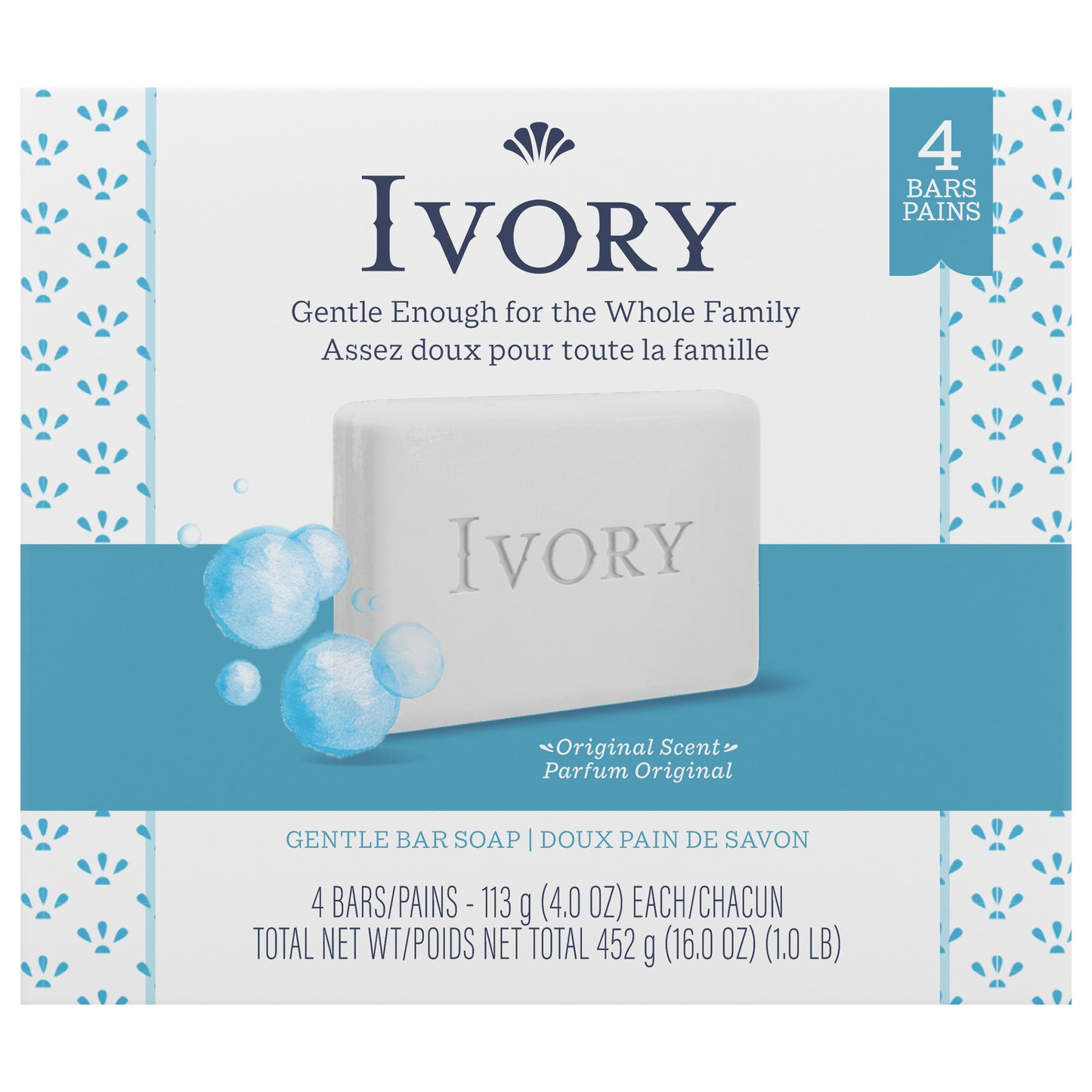 Ivory Gentle Bar Soap Original Scent 4 oz., 4 Count