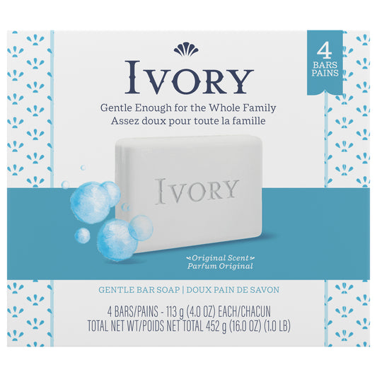 Ivory Gentle Bar Soap Original Scent 4 oz., 4 Count