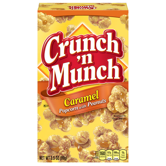 CRUNCH 'N MUNCH Caramel Popcorn with Peanuts, 3.5 oz.