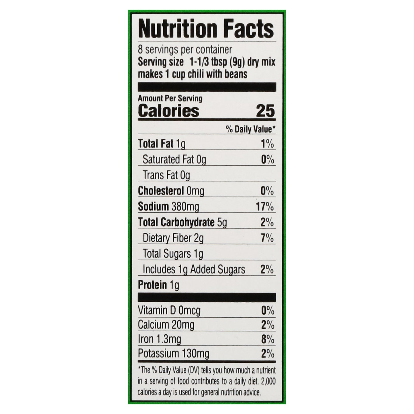 Tony Chachere's Chili Seasoning Mix 2.5 oz
