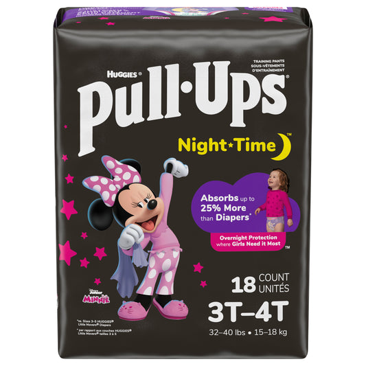 Pull-Ups Girls' Night-Time Potty Training Pants, 3T-4T, 18 Ct