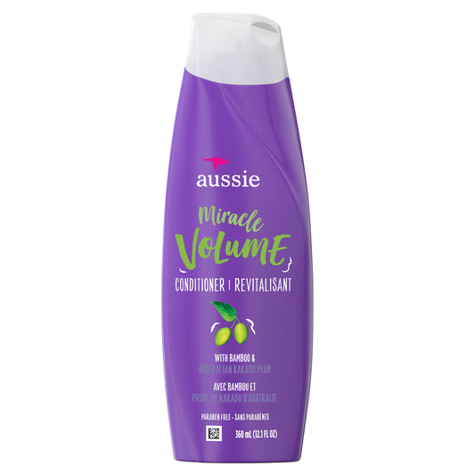 Aussie Paraben-Free Miracle Volume Conditioner w/ Plum & Bamboo For Fine Hair, 12.1 fl oz