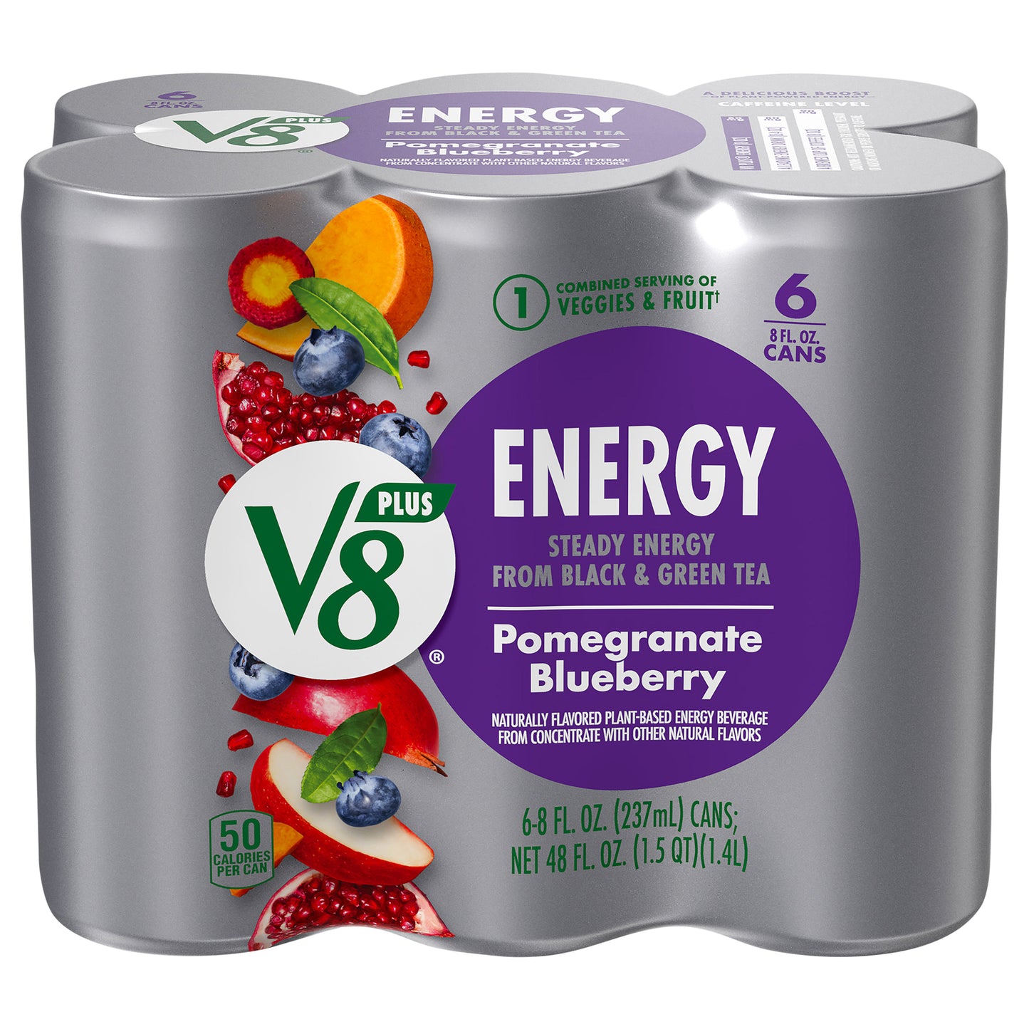 V8 +Energy Pomegranate Blueberry Energy Beverage 6 - 8 fl oz Cans