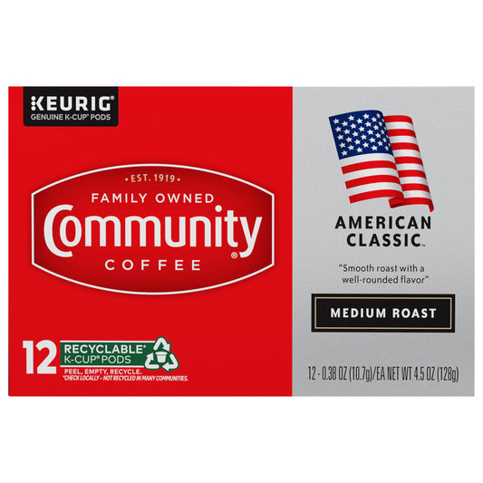 Community Coffee American Classic Medium Roast Coffee Single-Serve Cups 12 Count Box