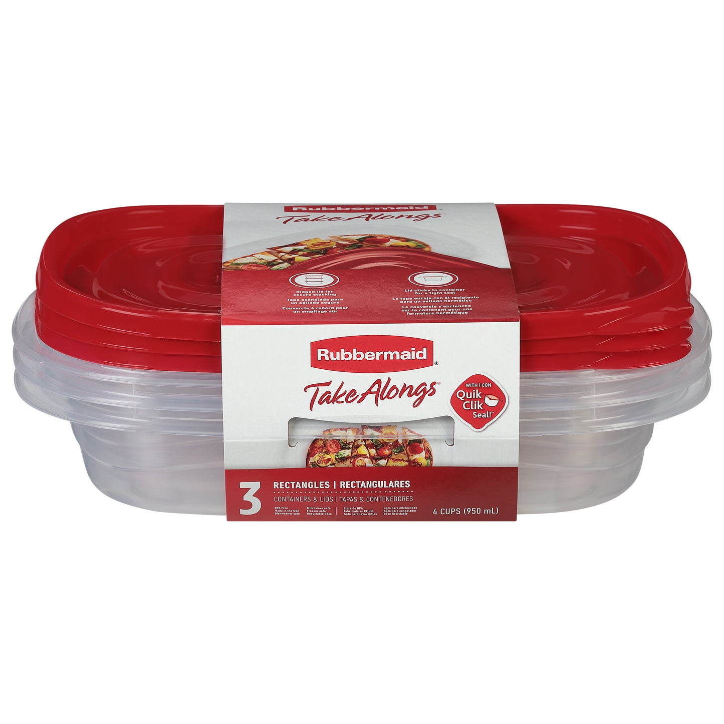 Rubbermaid Take Alongs 4 Cups Rectangles Containers & Lids 3 ea