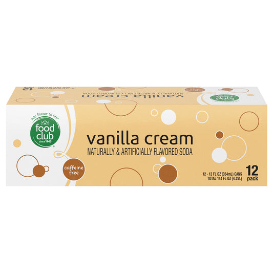 Food Club Caffeine Free Vanilla Cream Soda 12 Pack