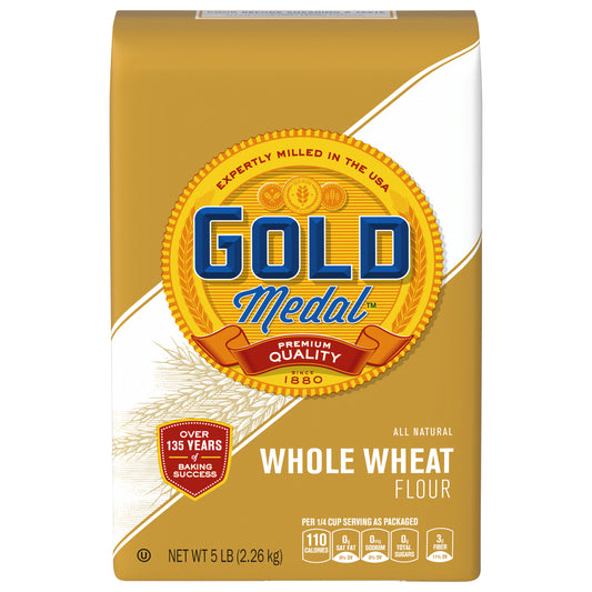 Gold Medal Premium Quality All Natural Whole Wheat Flour For Baking, 5 lb.