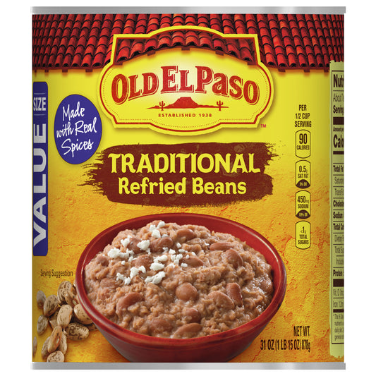 Old El Paso Traditional Refried Beans, Value Size, 31 oz.