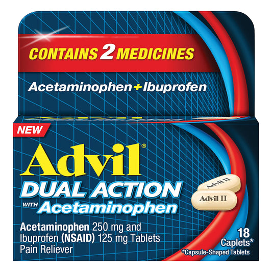Advil Caplets Dual Action with Acetaminophen Pain Reliever 18 ea