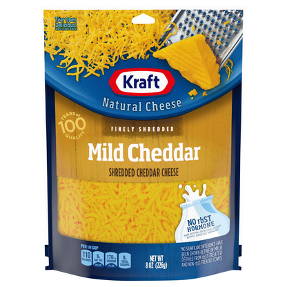 Kraft Mild Cheddar Finely Shredded Cheese, 8 oz Bag