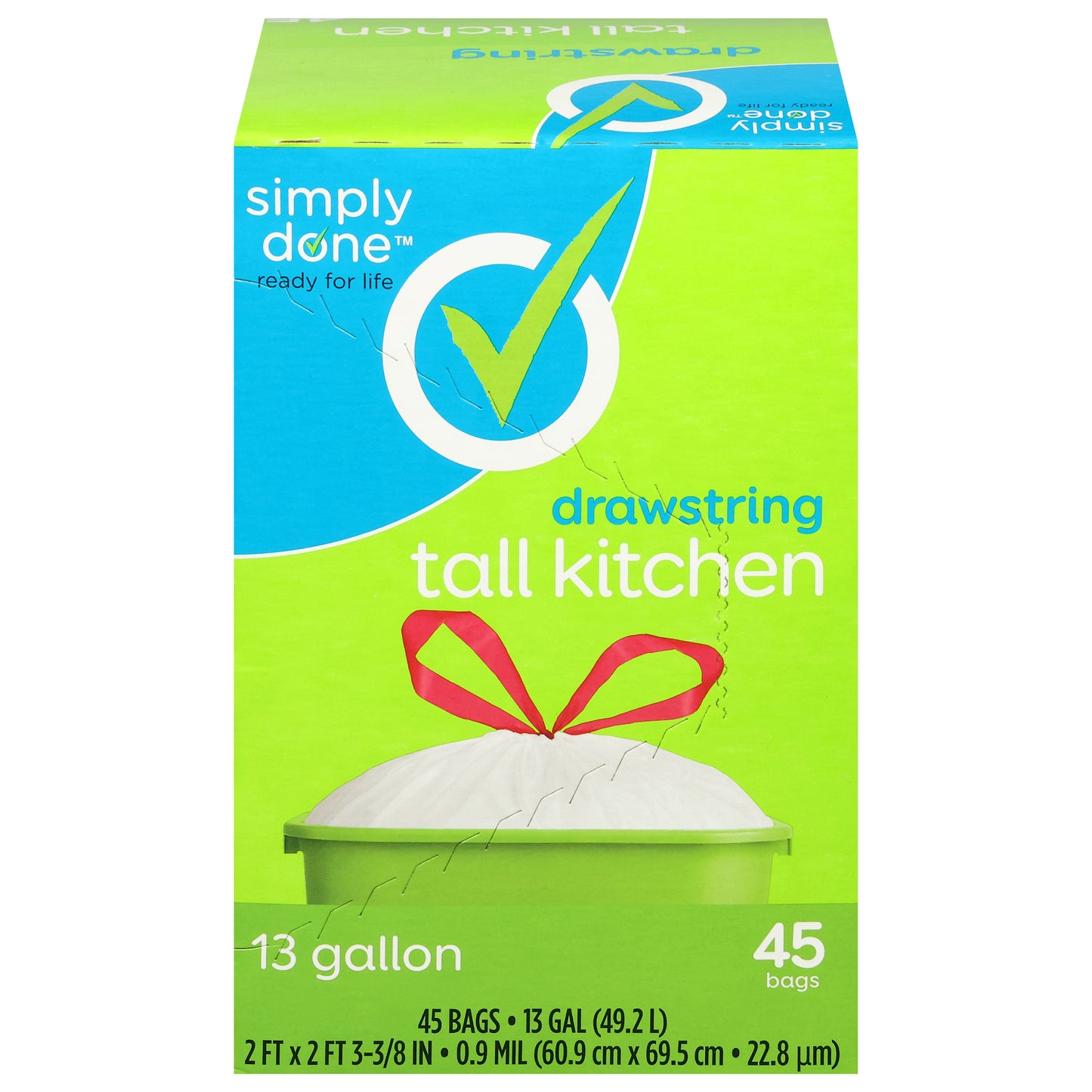 Simply Done Tall Kitchen 13 Gallon Drawstring Bags 45 Bags