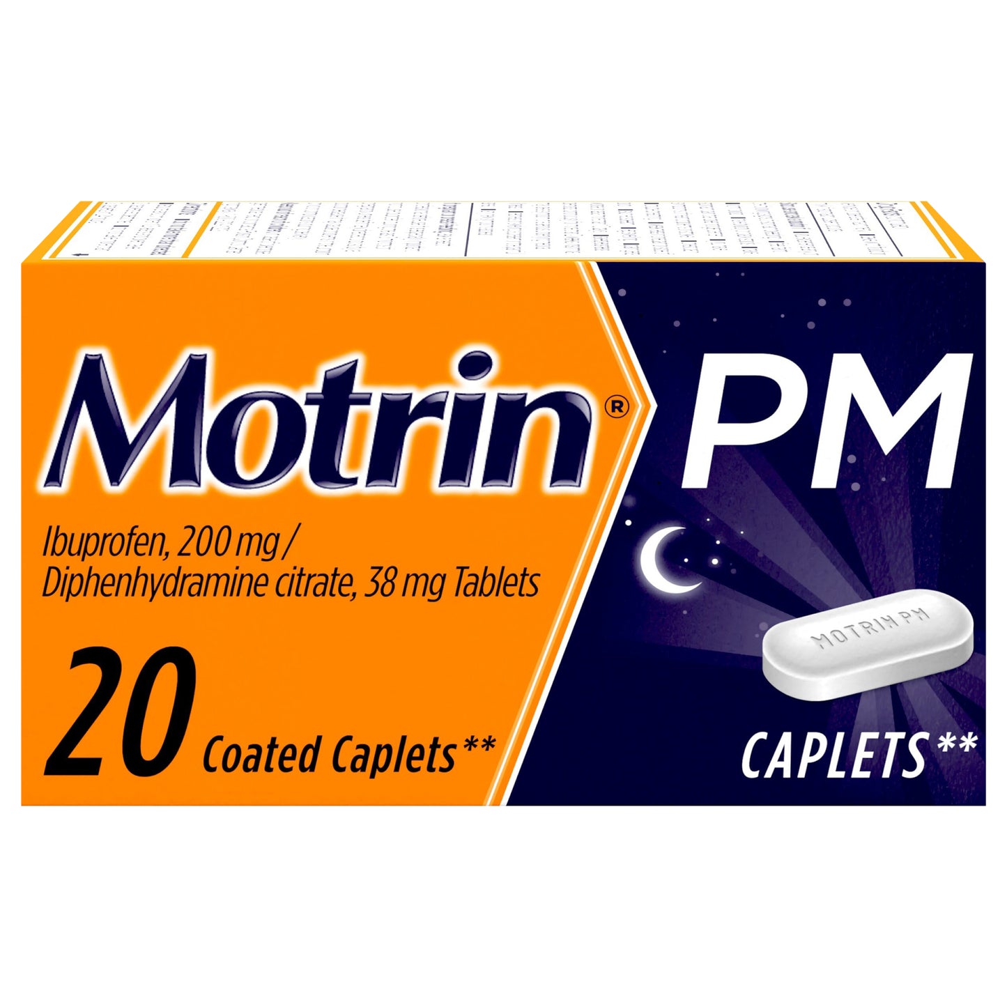 Motrin PM Caplets, 200 mg Ibuprofen & 38 mg Sleep Aid, 20 ct