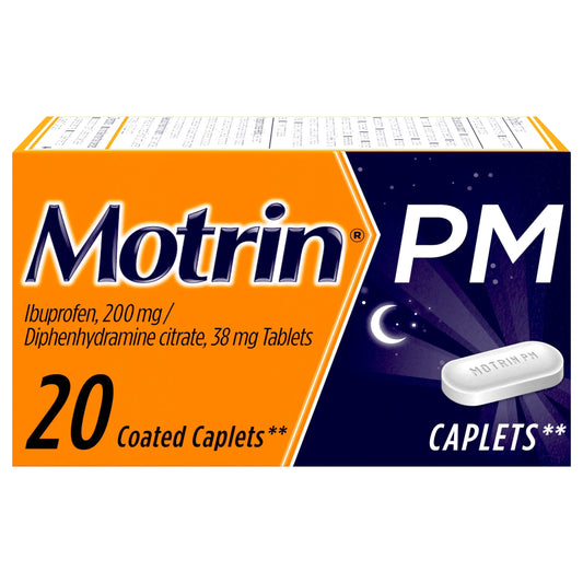 Motrin PM Caplets, 200 mg Ibuprofen & 38 mg Sleep Aid, 20 ct