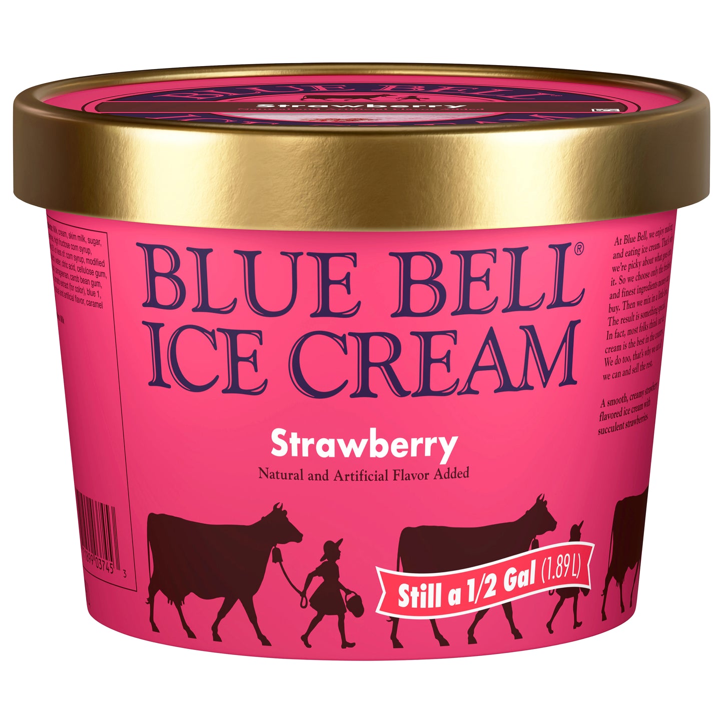 Blue Bell Strawberry Ice Cream 0.50 gal