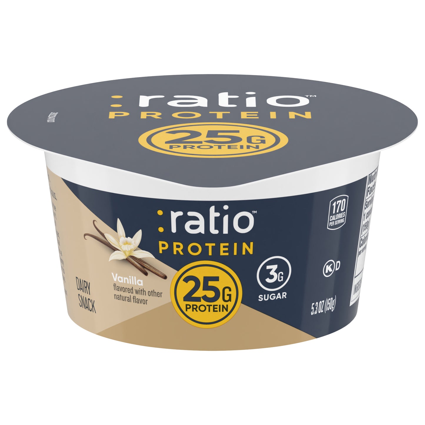 Ratio Yogurt Protein Cultured Dairy Snack, Vanilla, 25g Protein, 5.3 OZ