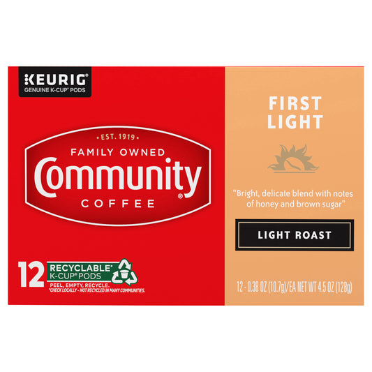 Community Coffee First Light Light Roast Single Serve Keurig K-Cup 12 ct Box