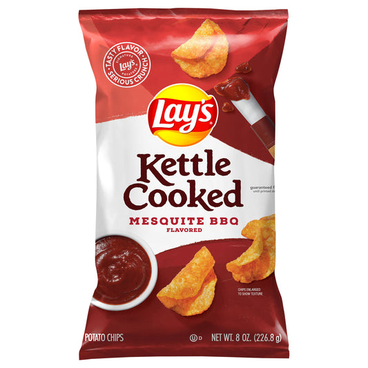 Lay's Kettle Cooked Potato Chips Mesquite BBQ Flavored 8 Oz