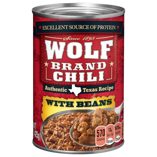 WOLF BRAND Chili With Beans, 15 oz.