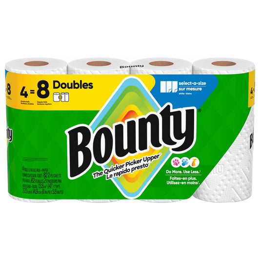 Bounty Paper Towels Select-A-Size White, 4 Double Rolls, 82 Sheets Per Roll