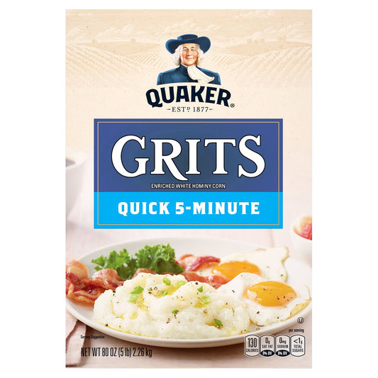 Quaker Quick 5-Minute Grits Enriched White Hominy Corn 80 Oz