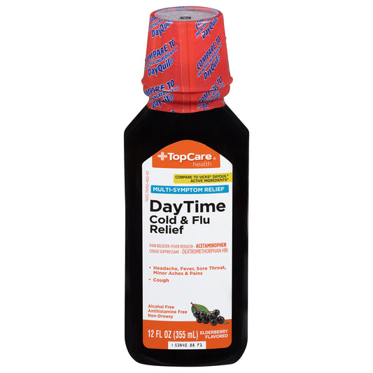TopCare Health Multi-Symptom Relief DayTime Elderberry Flavored Cold & Flu Relief 12 fl oz