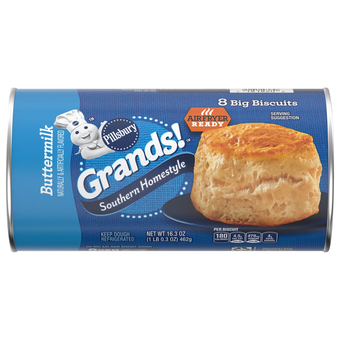 Pillsbury Grands! Southern Homestyle Buttermilk Refrigerated Biscuit Dough, 8 Biscuits, 16.3 oz