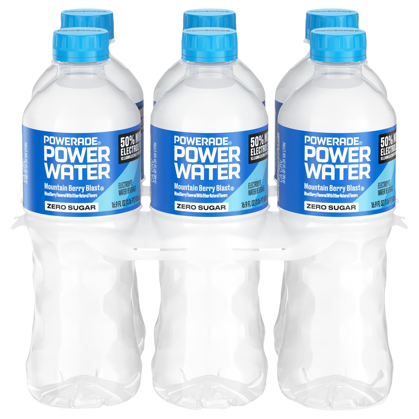 POWERADE Power Water Zero Sugar Mountain Berry Blast Bottles, 16.9 fl oz, 6 Pack