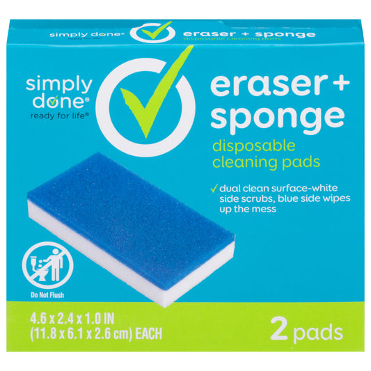 Simply Done Eraser + Sponge Disposable Cleaning Pads 2 ea