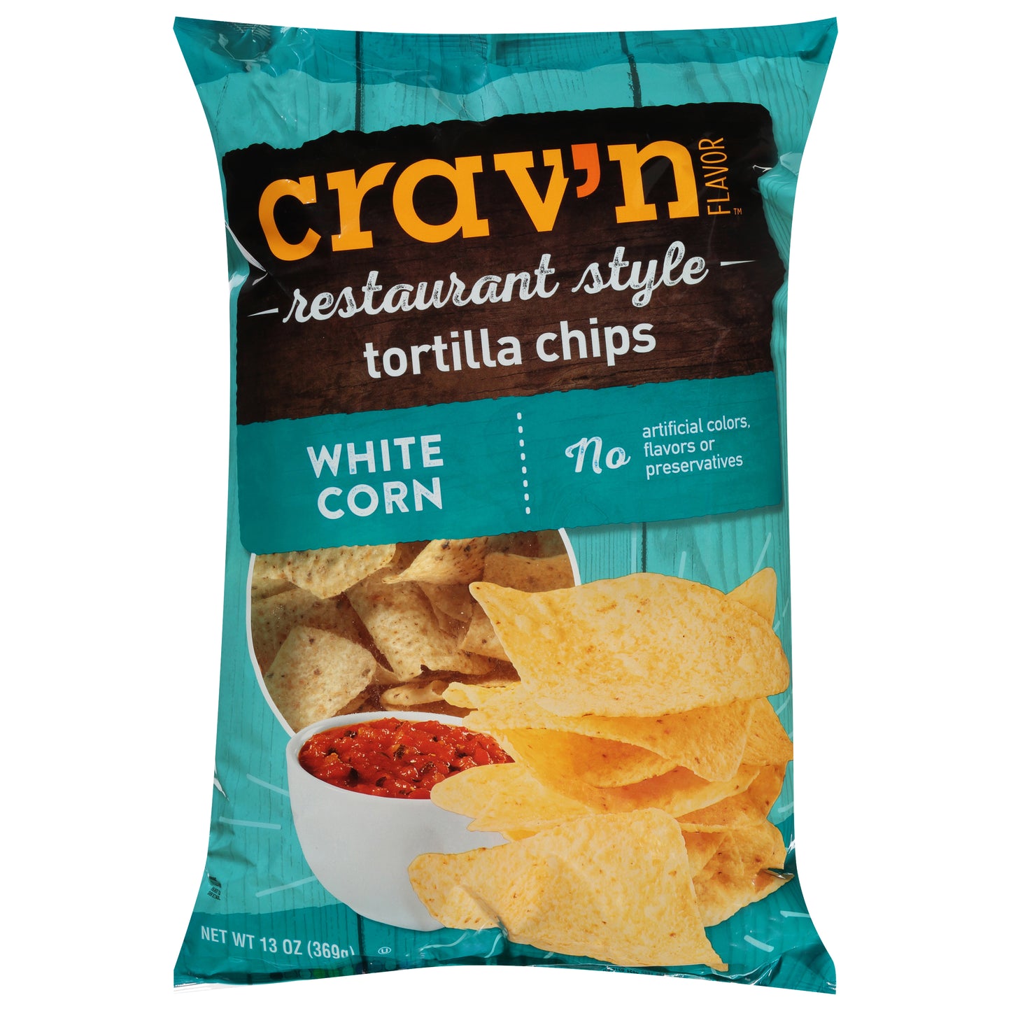 Crav'n Flavor Restaurant Style White Corn Tortilla Chips 13 oz