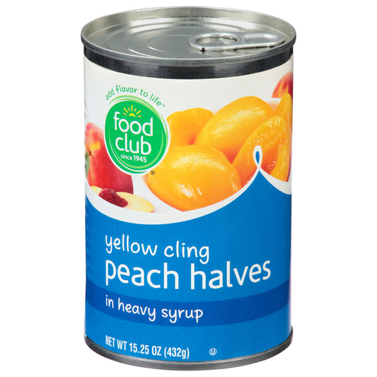 Food Club Yellow Cling Peach Halves in Heavy Syrup 15.25 oz