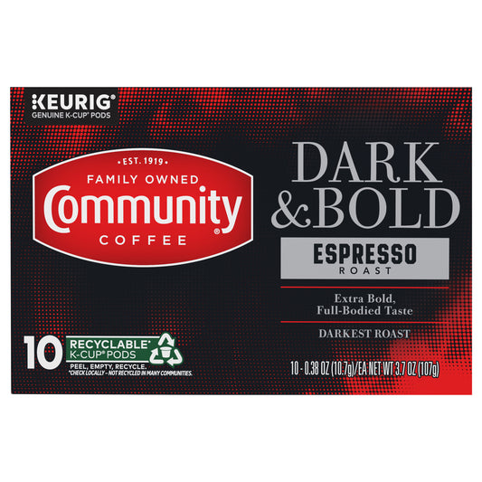 Community® Coffee Dark & Bold Espresso Roast Extra Dark Roast Keurig® K-Cup® Pods 10 ct Box