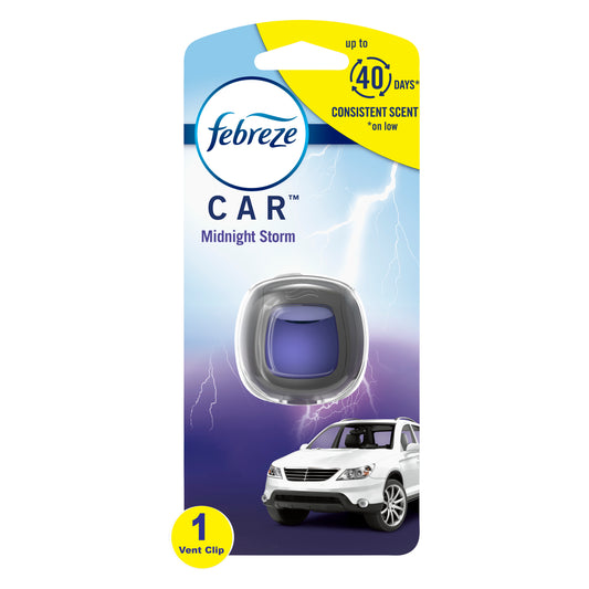 Febreze Car Air Freshener Vent Clip, Midnight Storm, 1 count