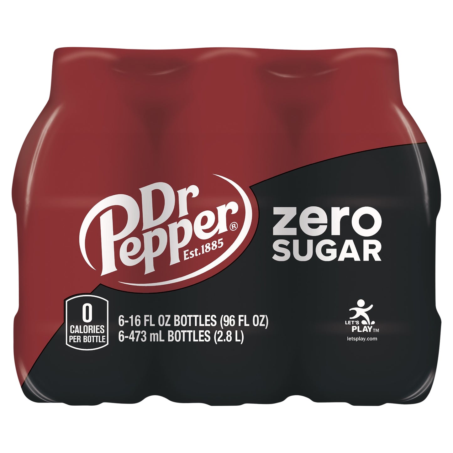 Dr Pepper Zero Sugar Soda, 16 fl oz bottles, 6 pack