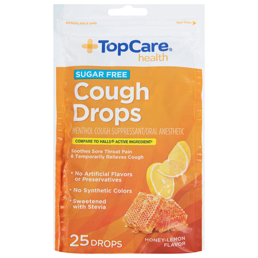 TopCare Health Sugar Free Honey-Lemon Flavor Cough Drops 25 Drops