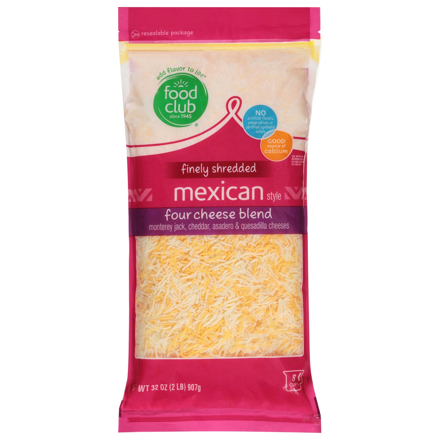 Food Club Mexican Style Four Cheese Blend Finely Shredded Cheese 32 oz