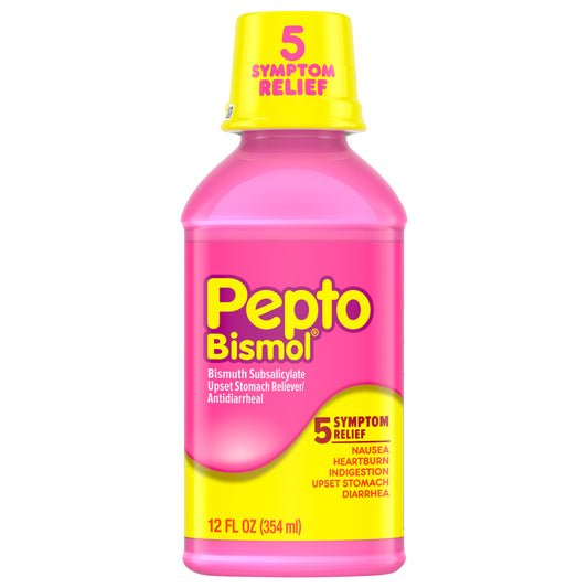 Pepto Bismol Liquid for Nausea, Heartburn, Indigestion, Upset Stomach, and Diarrhea - Fast Relief for 5 Symptoms, Original Flavor, 12 oz