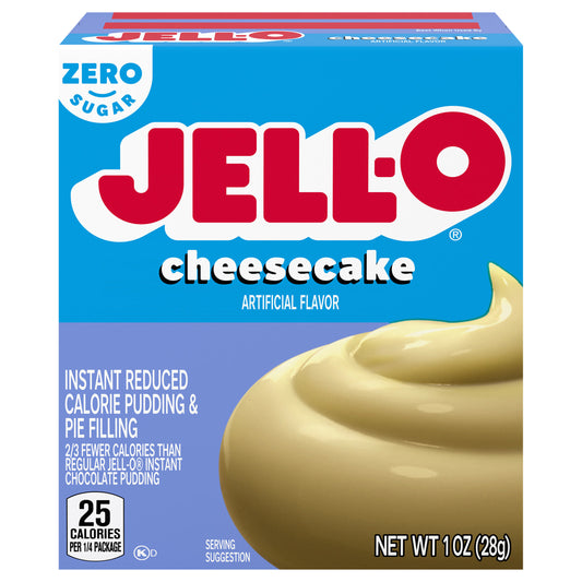 Jell-O Cheesecake Artificially Flavored Zero Sugar Instant Reduced Calorie Pudding & Pie Filling Mix, 1 oz. Box