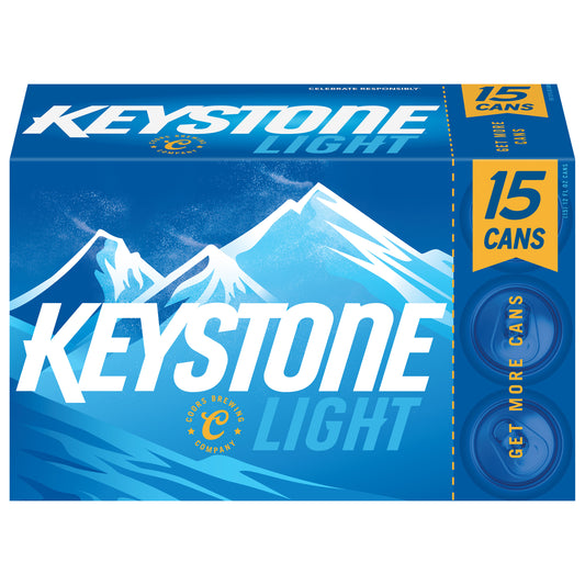 Keystone Light Beer American Lager, 4.1% ABV, 15-pack, 12-oz. beer cans