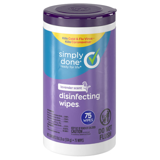 Simply Done Lavender Scent Disinfecting Wipes 75 ea