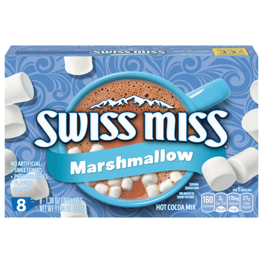 Swiss Miss Chocolate Hot Cocoa Mix With Marshmallows, 8 Count Hot Cocoa Packets (12 Pack)