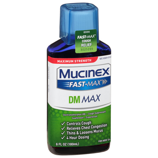Mucinex Fast Max Dm Max Maximum Strength Cough Relief 6 fl oz Bottle