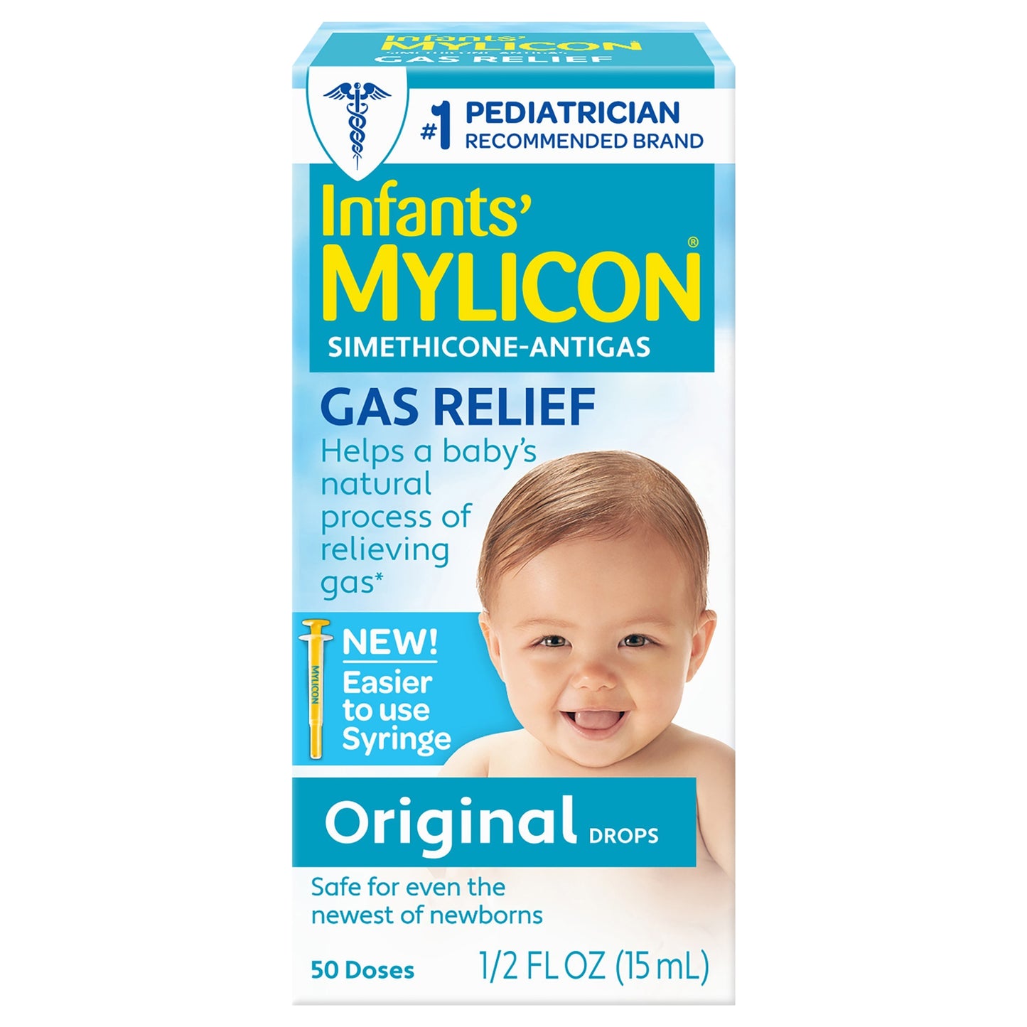 Infants' Mylicon Gas Relief Drops & Syringe, Original, 50 Doses, 0.5 fl oz