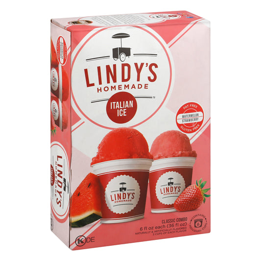 Lindys Classic Combo Homemade Watermelon/Strawberry Italian Ice 6 ea