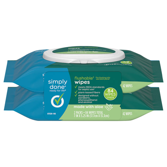 Simply Done Flushable Wipes 2 - 42 Wipe Packs