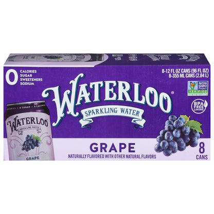 Waterloo Grape Sparkling Water 8 - 12 fl oz Cans