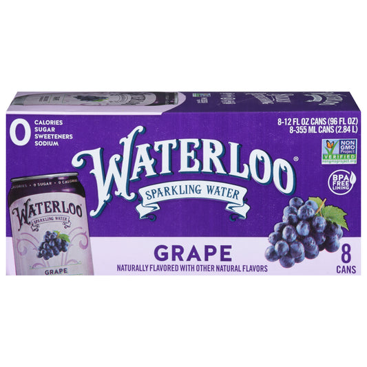 Waterloo Grape Sparkling Water 8 - 12 fl oz Cans