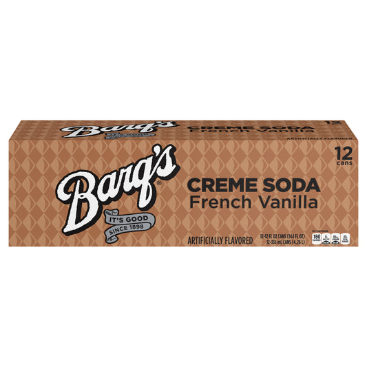 Barqs French Vanilla Cream Soda Fridge Pack Cans, 12 fl oz, 12 Pack