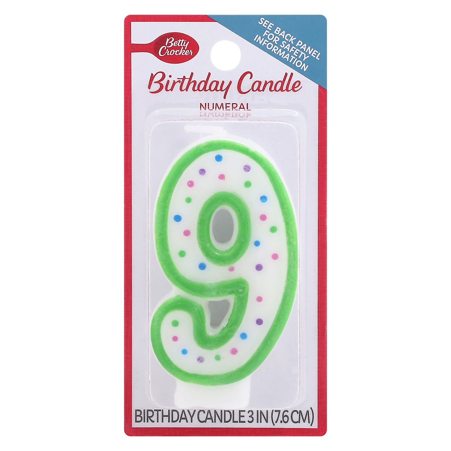 Betty Crocker 3 Inch Numeral 9 Birthday Candle 1 ea