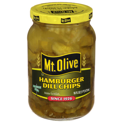 Mt Olive Hamburger Dill Chips Pickles 16 fl oz Jar